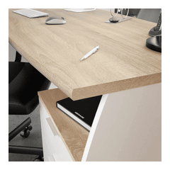 Oris White And Oak Effect Large Desk With Drawers