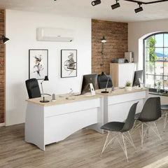 Oris White And Oak Effect Large Desk With Drawers