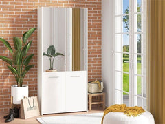 Osaka White Mirrored Large 50 Pair Shoe Cabinet Cupboard