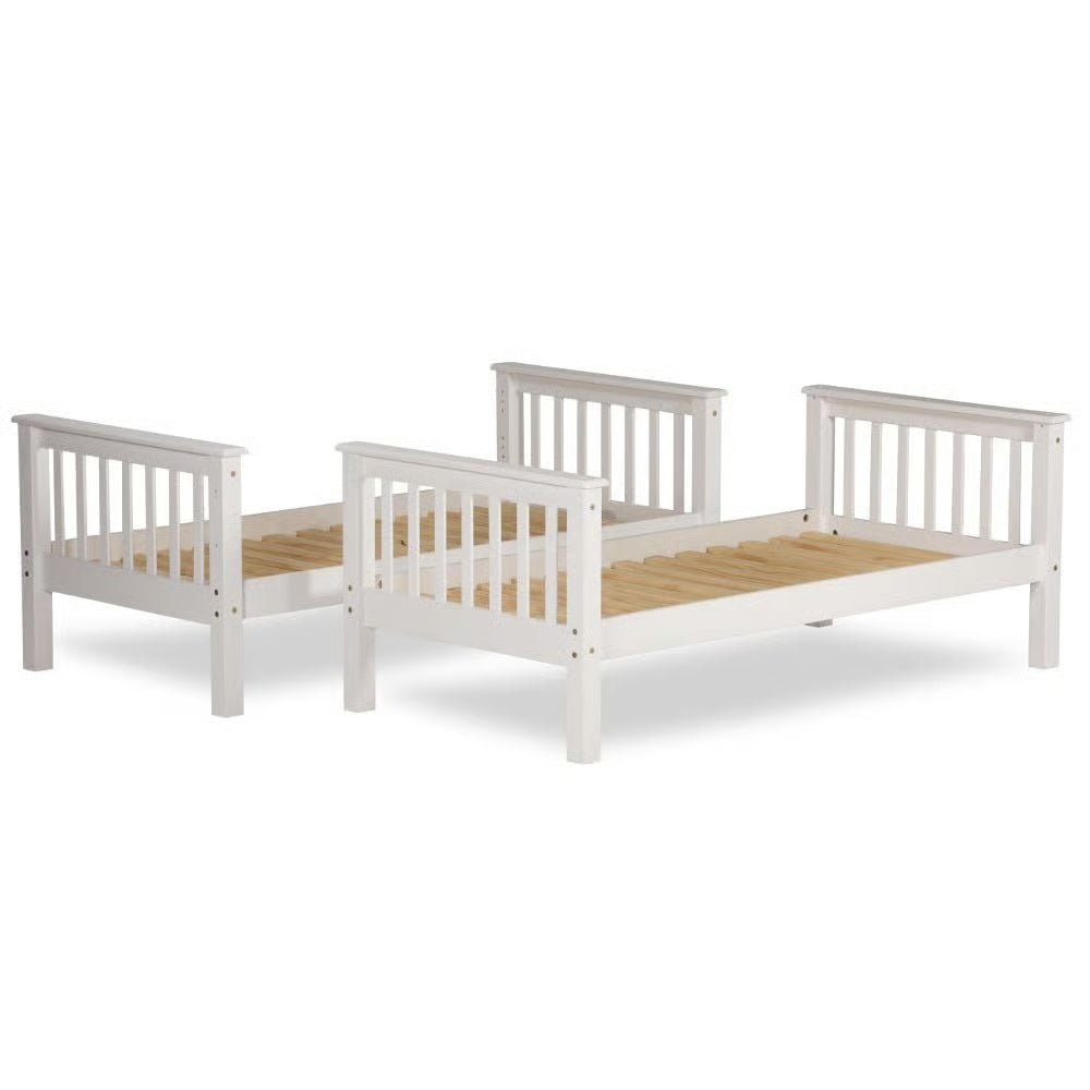 Oxford White Solid Wooden Bunk Bed Frame - 3ft Single Size