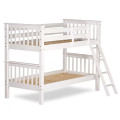 Oxford White Solid Wooden Bunk Bed Frame - 3ft Single Size
