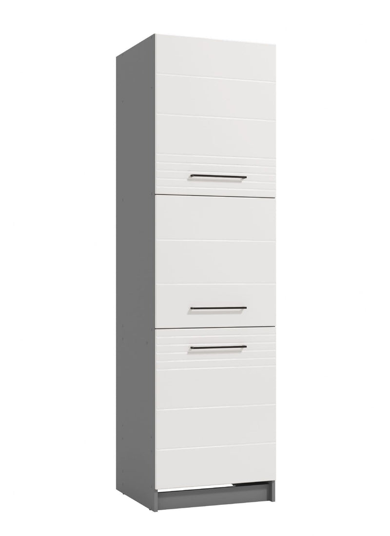 Pedro White High Gloss And Grey 60cm Tall Kitchen Larder Unit Pantry Cupboard