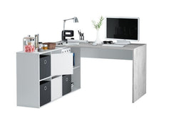 Pellegrini White and Concrete Grey Large Left or Right FlexiCorner Office Desk