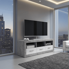 Pietra Large TV Cabinet Grey and White Gloss