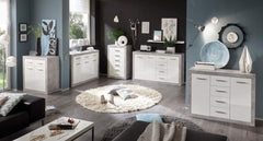 Pietra Tallboy Chest of Drawers Grey and White Gloss 6 DRW