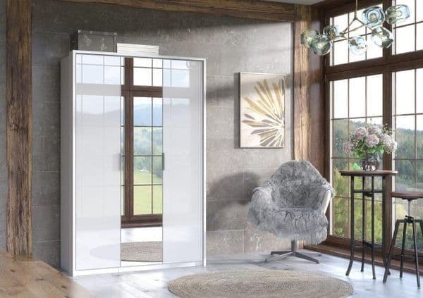 Rado 3 Door White High Gloss Mirrored Wardrobe