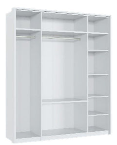 Rado 4 Door 2 Drawer White High Gloss Mirrored Wardrobe