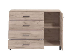 Romero Oak Effect 1 Door 4 Drawer Sideboard Storage Unit