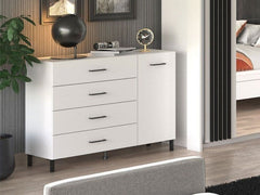 Romero White 1 Door 4 Drawer Sideboard Storage Unit