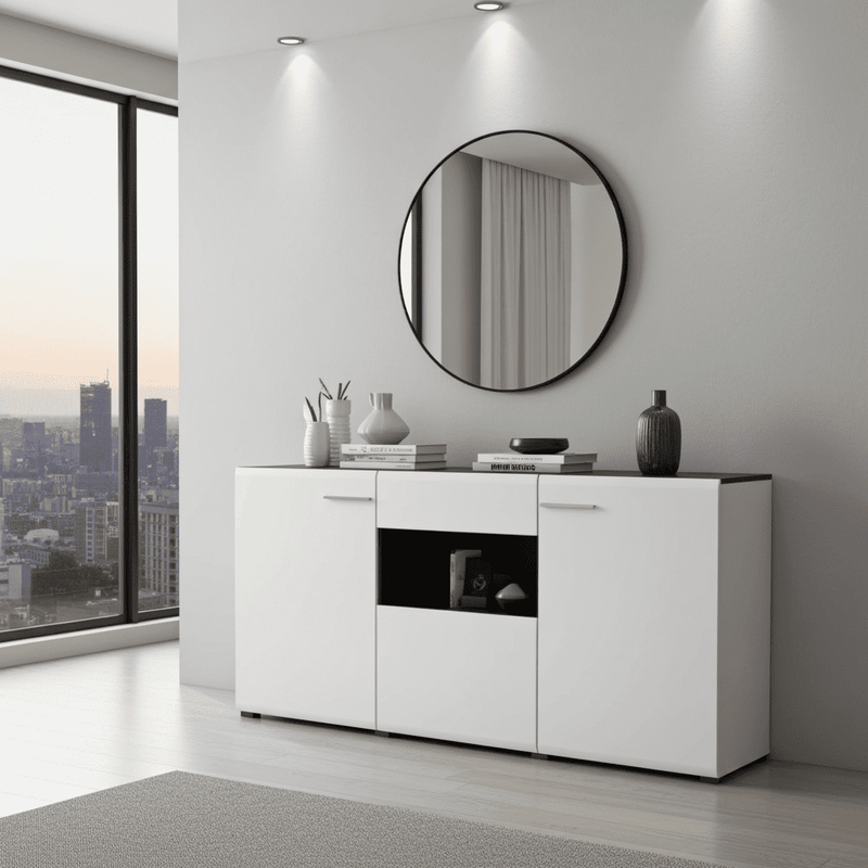 Royce White 3 Door Sideboard