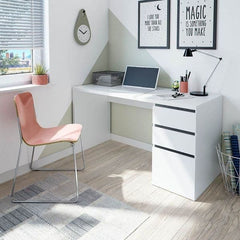 Sacramento Artic White Office Desk with Cupboard and Drawers