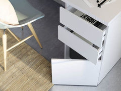 Sacramento Artic White Office Desk with Cupboard and Drawers