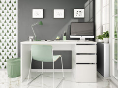 Sacramento Artic White Office Desk with Cupboard and Drawers