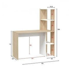 Saliba White And Oak Effect Desk With Bookcase