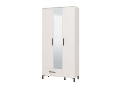 Saltbay White 3 Door Tall Shallow Depth Hallway Mirrored Wardrobe