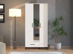 Saltbay White 3 Door Tall Shallow Depth Hallway Mirrored Wardrobe
