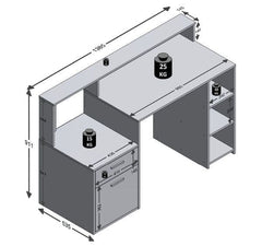 Sansa White and Oak Desk with Hutch
