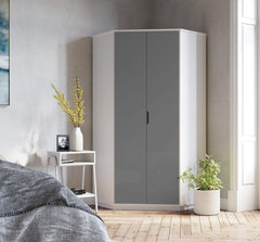 Santino High Gloss Grey And White Corner Wardrobe