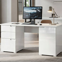 Santino Large White Gloss Computer Desk