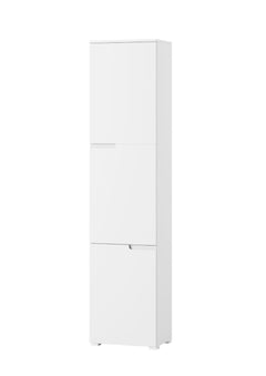 Santino Tall Narrow Bookcase with White Gloss Doors