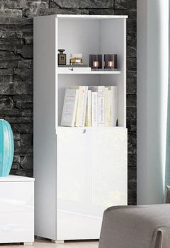 Santino White Gloss Short Narrow Bookcase