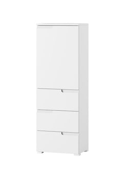 Santino White Gloss Slim Tallboy Storage Unit with Cupboard and Drawers