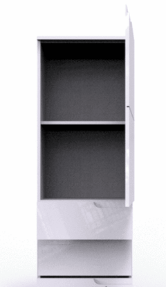 Santino White Gloss Slim Tallboy Storage Unit with Cupboard and Drawers