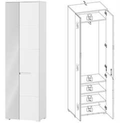 Santino White Gloss Slim Wardrobe with Mirrored Door