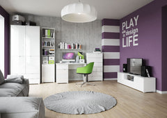 Santino White High Gloss 2 Door 2 Drawer Wardrobe