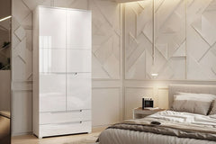 Santino White High Gloss 2 Door 2 Drawer Wardrobe