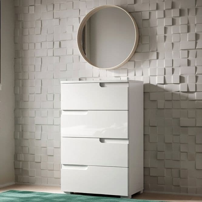 Santino White High Gloss Narrow Chest of Drawers