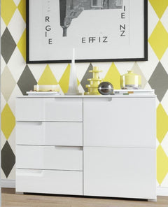 Santino White High Gloss Narrow Sideboard