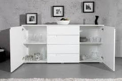 Santino White High Gloss Wide Sideboard