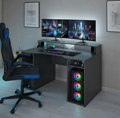 Sega Dark Grey Gaming Desk With Hutch