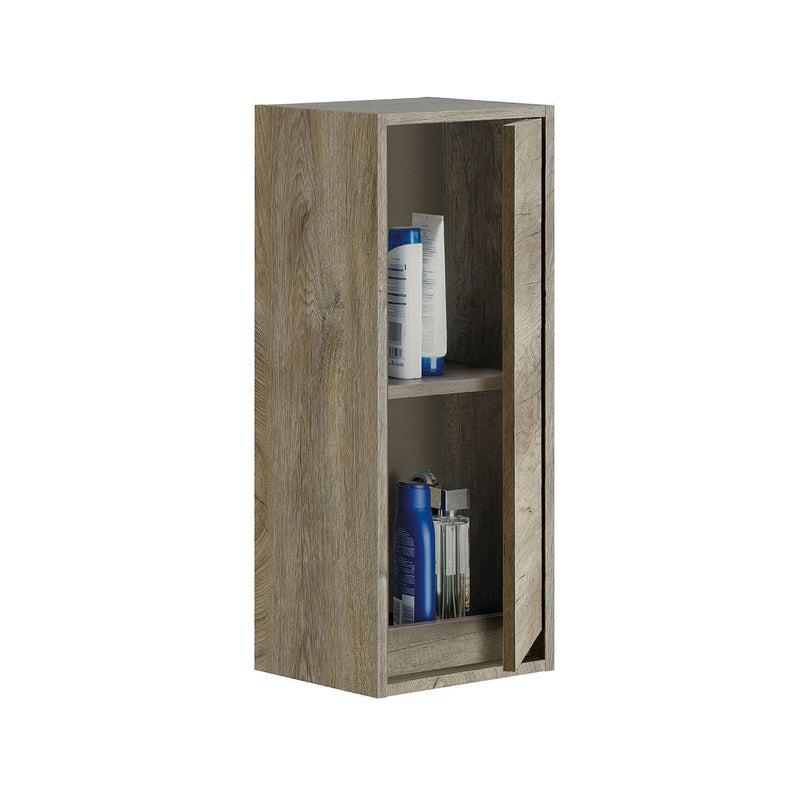 Shaarawy Grey Oak Effect 1 Door Wall Mounted Floating Bathroom Cupboard