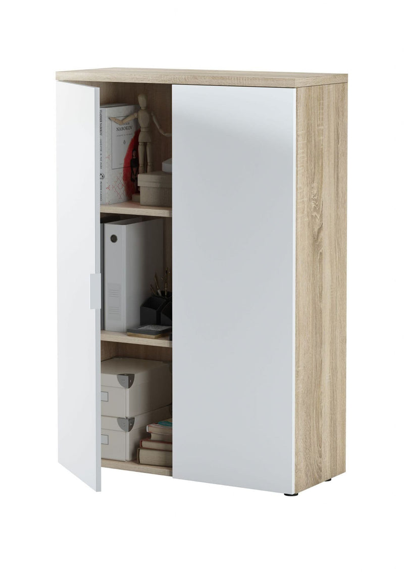 Siena Oak And White Storage Cupboard