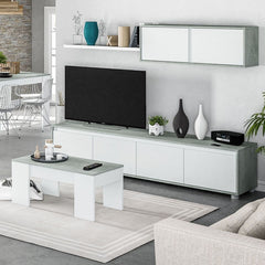 Simons Concrete Grey And White TV Entertainment Cabinet