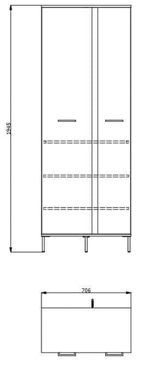 Sorrento Oak Effect Tall Slim 2 Door Wardrobe