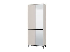 Toshiro Cashmere Taupe Half Mirrored 40 Pair Tall Shoe Cabinet Cupboard