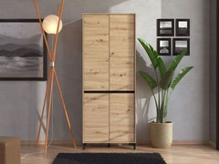 Toshiro Oak Effect 40 Pair Tall Shoe Cabinet Cupboard