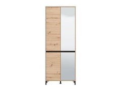 Toshiro Oak Effect Half Mirrored 40 Pair Tall Shoe Cabinet Cupboard