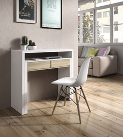 Turin White and Oak Desk/Dressing Table or Console Table