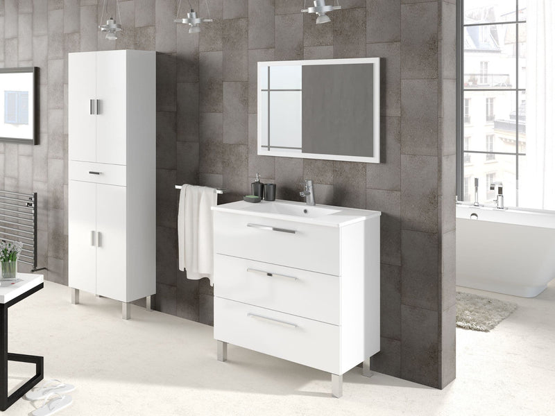 Valdo Bathroom Vanity Sink With Undersink Cupboard White Gloss
