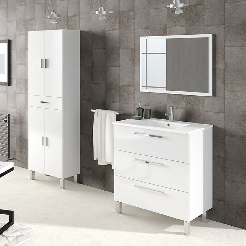 Valdo Tall Bathroom Cupboard White Gloss