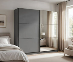 Valentina Grey 220cm Sliding Wardrobe with Mirror