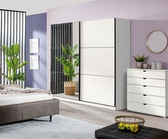 Valentina White 220cm Sliding Wardrobe with Mirror