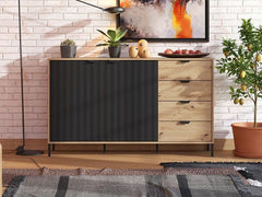 Vilamoura Artisan Oak Effect And Black Sideboard