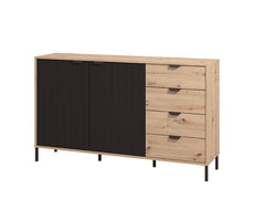 Vilamoura Artisan Oak Effect And Black Sideboard
