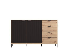 Vilamoura Artisan Oak Effect And Black Sideboard