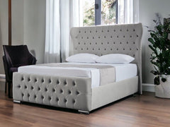 Curved Wing Bed Frame With Ottoman Gas Lift Storage Option